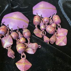 FINAL PRICE 
Powerful Purple Brushed Metal Earrings